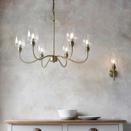 Endon 107791 - Lustre suspenso por corrente 6xE14/6W/230V latão