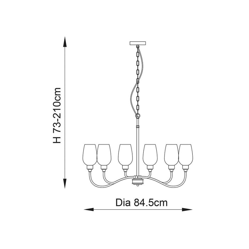 Endon 107791 - Lustre suspenso por corrente 6xE14/6W/230V latão