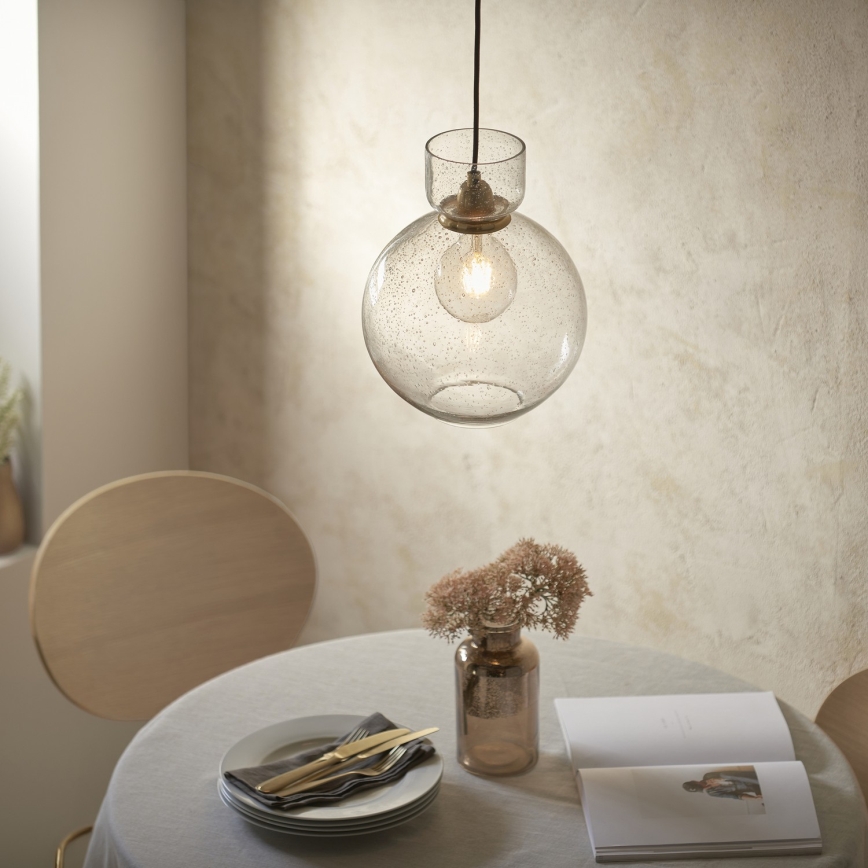 Endon 107948 - Lustre suspenso por cabo 1xE27/10W/230V dourado/cinzento fumado