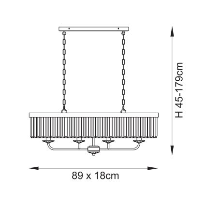 Endon 109058 - Lustre suspenso por corrente 4xE14/6W/230V, acabamento cromado brilhante