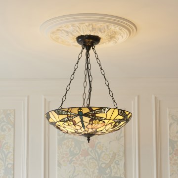Endon 111869 - Lustre Tiffany ASHTON com corrente 3xE27/10W/230V Ø 45 cm