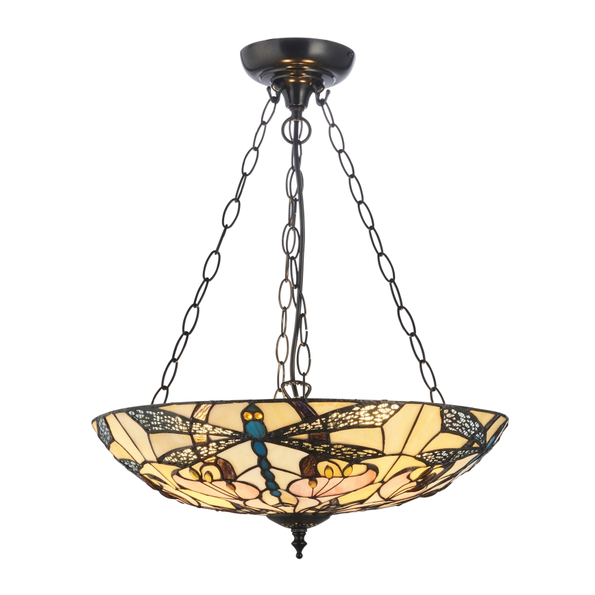 Endon 111869 - Lustre Tiffany ASHTON com corrente 3xE27/10W/230V Ø 45 cm