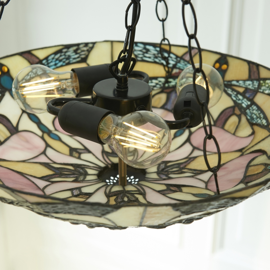 Endon 111869 - Lustre Tiffany ASHTON com corrente 3xE27/10W/230V Ø 45 cm