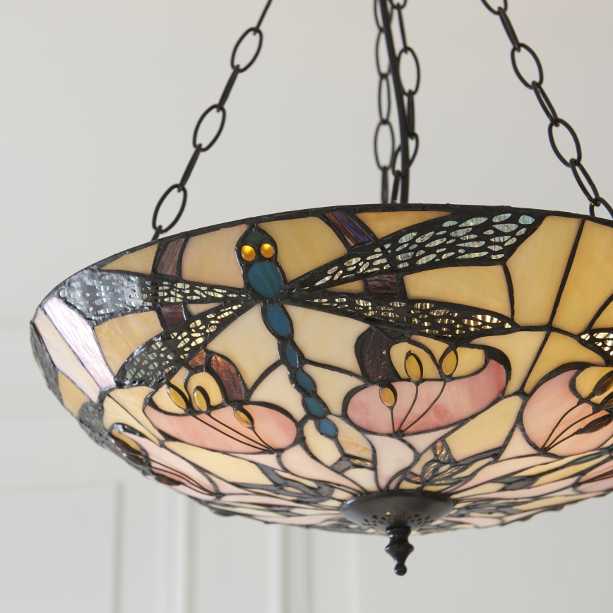 Endon 111869 - Lustre Tiffany ASHTON com corrente 3xE27/10W/230V Ø 45 cm