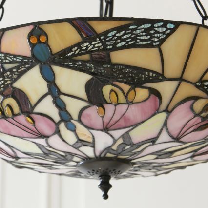 Endon 111869 - Lustre Tiffany ASHTON com corrente 3xE27/10W/230V Ø 45 cm