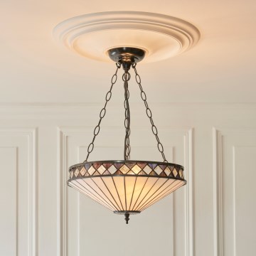 Endon 111870 - Lustre com corrente Tiffany FARGO 3xE27/10W/230V Ø 41,5 cm