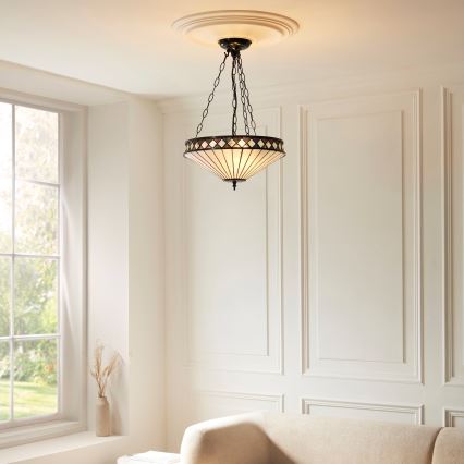 Endon 111870 - Lustre com corrente Tiffany FARGO 3xE27/10W/230V Ø 41,5 cm