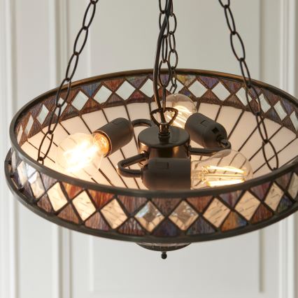 Endon 111870 - Lustre com corrente Tiffany FARGO 3xE27/10W/230V Ø 41,5 cm