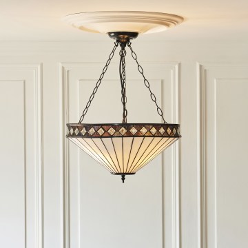 Endon 111871 - Lustre Tiffany FARGO suspenso por corrente 3x E27/10W/230V Ø 50 cm