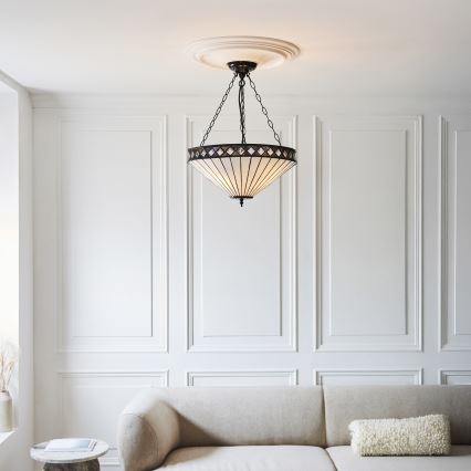 Endon 111871 - Lustre Tiffany FARGO suspenso por corrente 3x E27/10W/230V Ø 50 cm