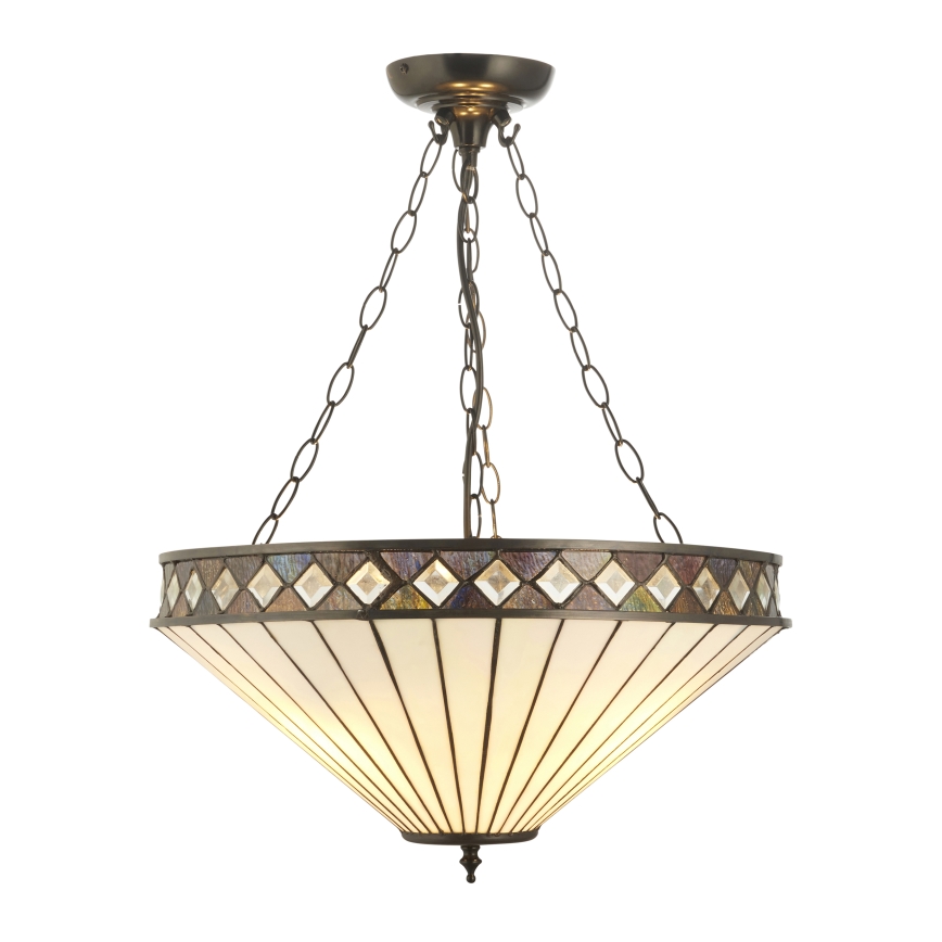 Endon 111871 - Lustre Tiffany FARGO suspenso por corrente 3x E27/10W/230V Ø 50 cm