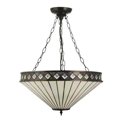 Endon 111871 - Lustre Tiffany FARGO suspenso por corrente 3x E27/10W/230V Ø 50 cm