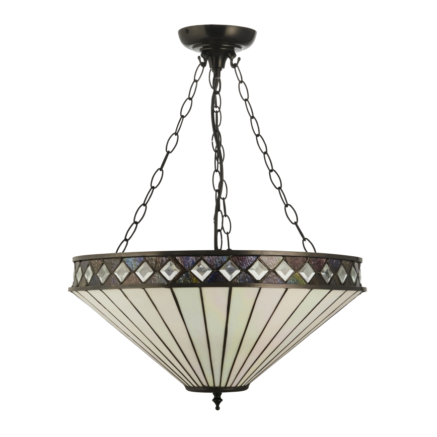 Endon 111871 - Lustre Tiffany FARGO suspenso por corrente 3x E27/10W/230V Ø 50 cm