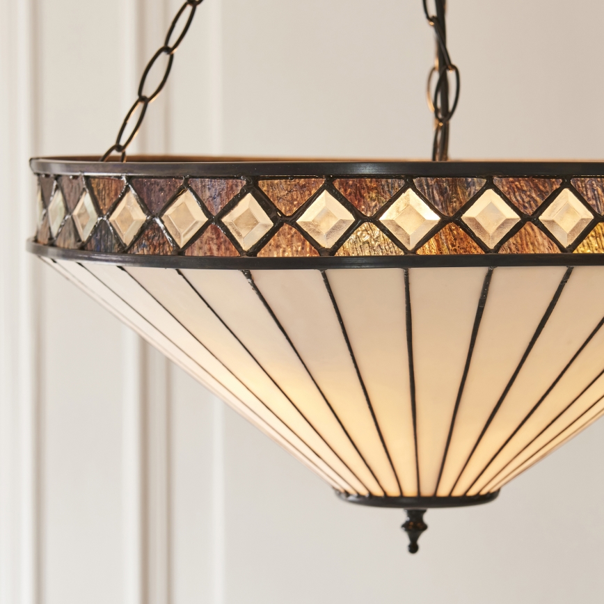 Endon 111871 - Lustre Tiffany FARGO suspenso por corrente 3x E27/10W/230V Ø 50 cm