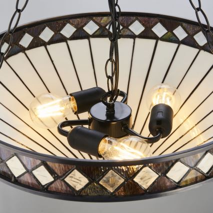 Endon 111871 - Lustre Tiffany FARGO suspenso por corrente 3x E27/10W/230V Ø 50 cm
