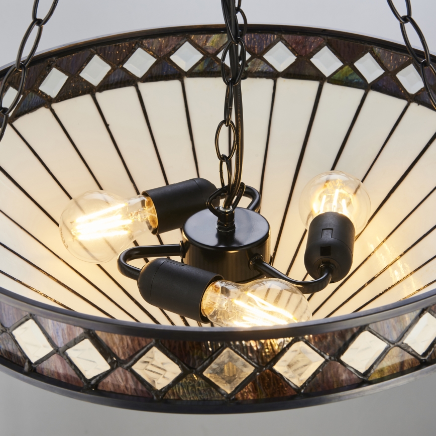 Endon 111871 - Lustre Tiffany FARGO suspenso por corrente 3x E27/10W/230V Ø 50 cm