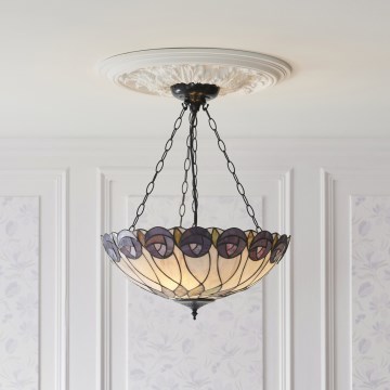 Endon 111872 - Lustre suspenso com corrente Tiffany HUTCHINSON 3xE27/60W/230V Ø 50 cm
