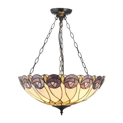 Endon 111872 - Lustre suspenso com corrente Tiffany HUTCHINSON 3xE27/60W/230V Ø 50 cm