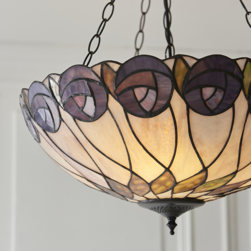Endon 111872 - Lustre suspenso com corrente Tiffany HUTCHINSON 3xE27/60W/230V Ø 50 cm