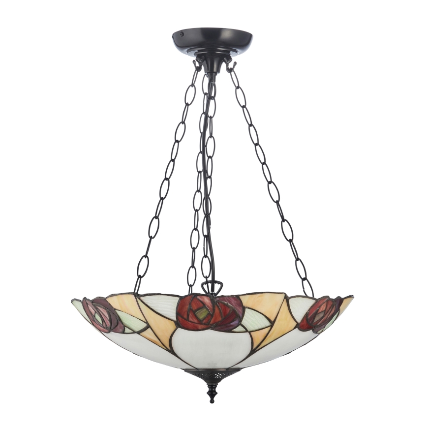Endon 111879 - Lustre suspenso por corrente Tiffany INGRAM 3xE27/10W/230V Ø 45 cm