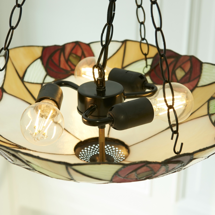 Endon 111879 - Lustre suspenso por corrente Tiffany INGRAM 3xE27/10W/230V Ø 45 cm