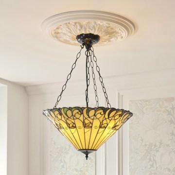 Endon 111881 - Lustre suspenso com corrente Tiffany JAMELIA 3xE27/10W/230V Ø 50 cm