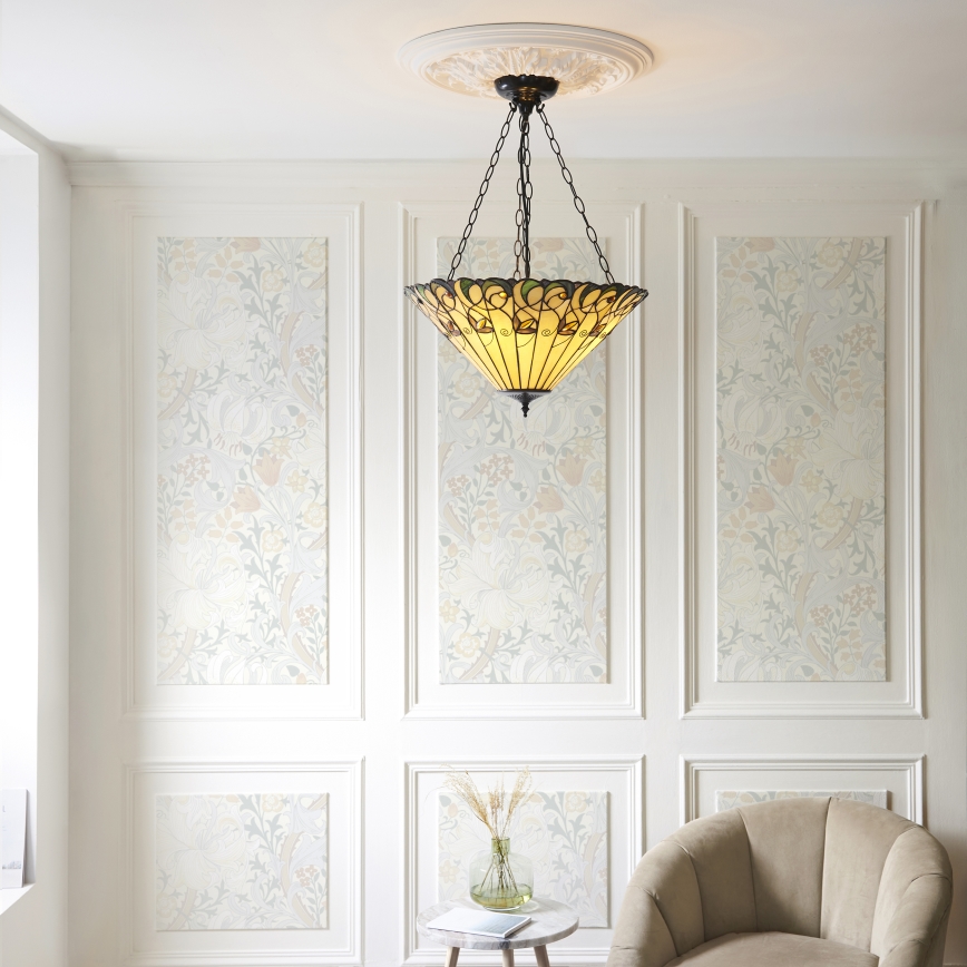 Endon 111881 - Lustre suspenso com corrente Tiffany JAMELIA 3xE27/10W/230V Ø 50 cm