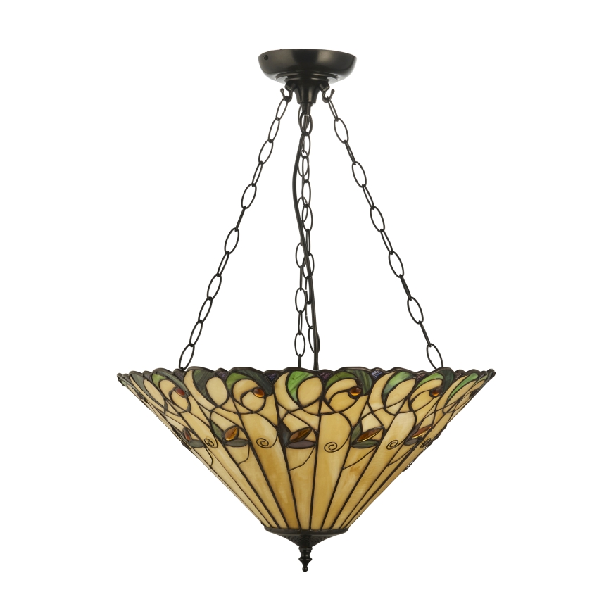 Endon 111881 - Lustre suspenso com corrente Tiffany JAMELIA 3xE27/10W/230V Ø 50 cm