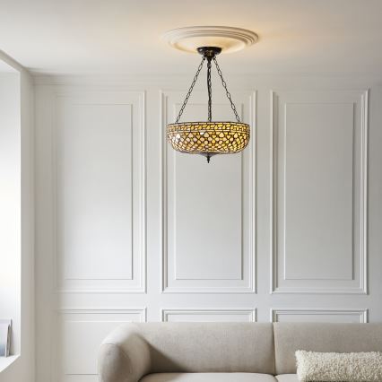 Endon 111882 - Lustre com corrente Tiffany MILLE FEUX 3xE27/10W/230V, diâmetro 45 cm