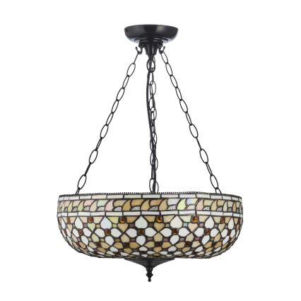 Endon 111882 - Lustre com corrente Tiffany MILLE FEUX 3xE27/10W/230V, diâmetro 45 cm