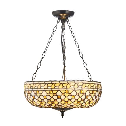 Endon 111882 - Lustre com corrente Tiffany MILLE FEUX 3xE27/10W/230V, diâmetro 45 cm
