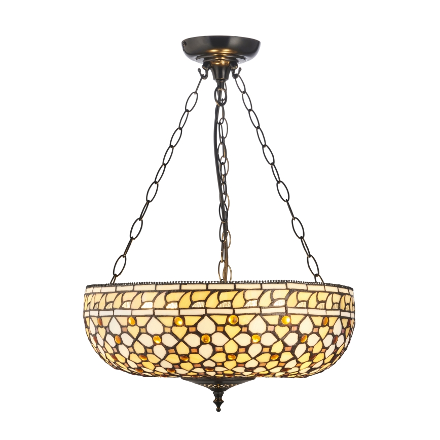 Endon 111882 - Lustre com corrente Tiffany MILLE FEUX 3xE27/10W/230V, diâmetro 45 cm