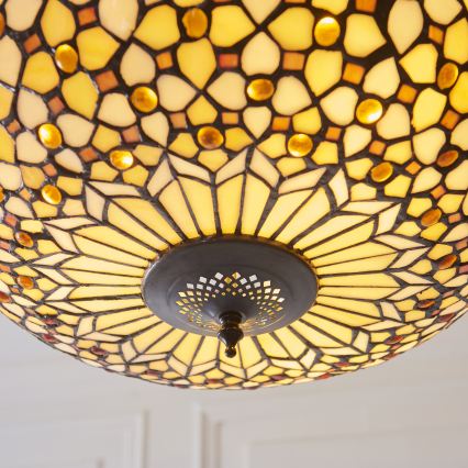 Endon 111882 - Lustre com corrente Tiffany MILLE FEUX 3xE27/10W/230V, diâmetro 45 cm