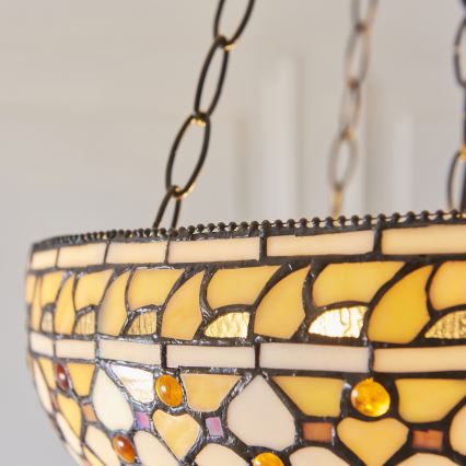 Endon 111882 - Lustre com corrente Tiffany MILLE FEUX 3xE27/10W/230V, diâmetro 45 cm