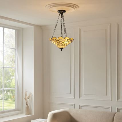 Endon 111884 - Lustre suspenso com corrente Tiffany PEARL 3xE27/10W/230V Ø 37 cm