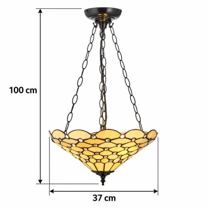 Endon 111884 - Lustre suspenso com corrente Tiffany PEARL 3xE27/10W/230V Ø 37 cm