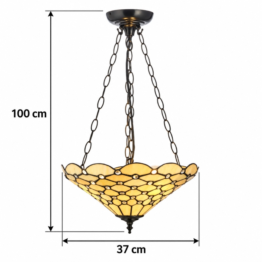 Endon 111884 - Lustre suspenso com corrente Tiffany PEARL 3xE27/10W/230V Ø 37 cm