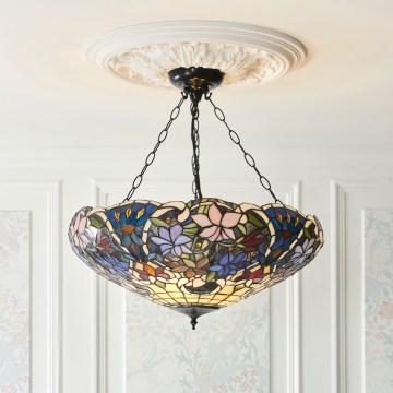 Endon 111887 - Lustre suspenso em corrente Tiffany SULLIVAN 3xE27/10W/230V Ø 57 cm