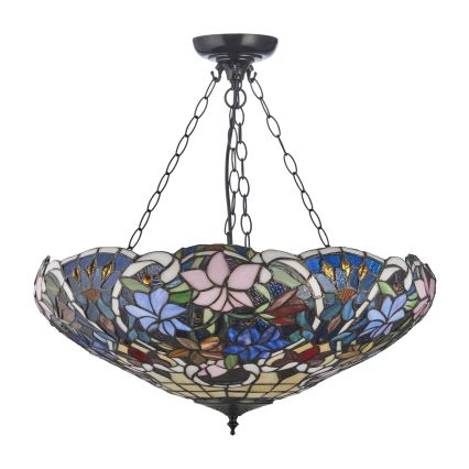 Endon 111887 - Lustre suspenso em corrente Tiffany SULLIVAN 3xE27/10W/230V Ø 57 cm
