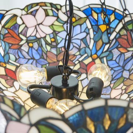 Endon 111887 - Lustre suspenso em corrente Tiffany SULLIVAN 3xE27/10W/230V Ø 57 cm