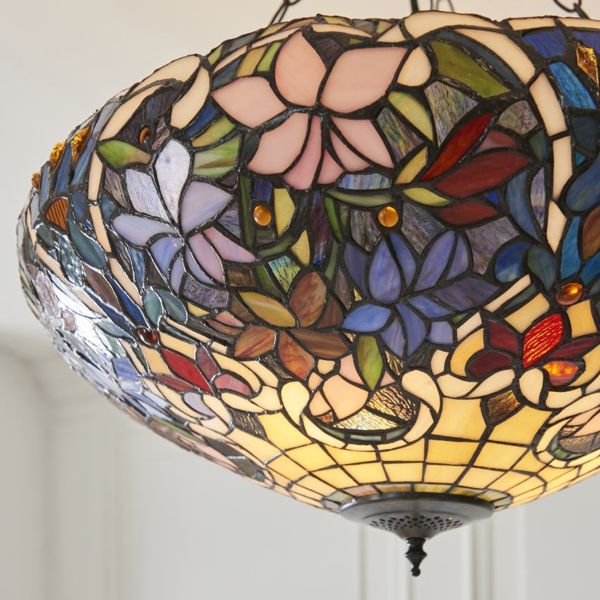 Endon 111887 - Lustre suspenso em corrente Tiffany SULLIVAN 3xE27/10W/230V Ø 57 cm