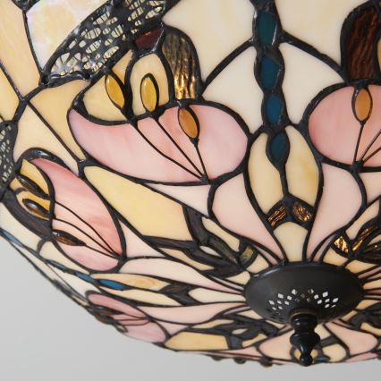 Endon 111892 - Lustre de tecto Tiffany ASHTON, montagem à superfície, 3xE27/10W/230V, Ø 45 cm
