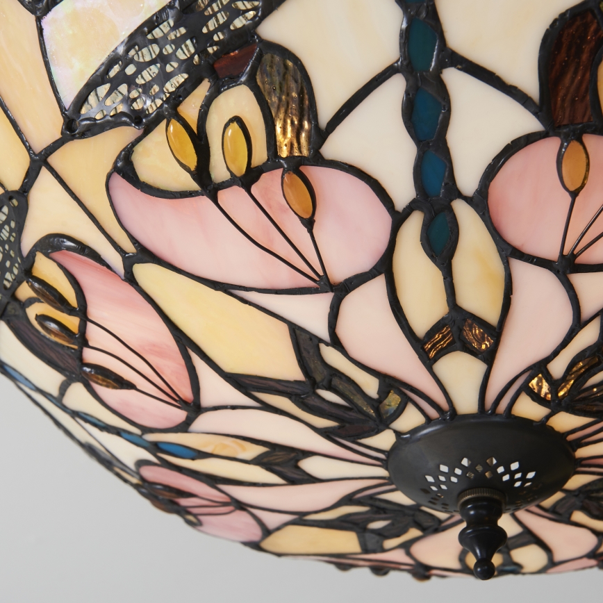 Endon 111892 - Lustre de tecto Tiffany ASHTON, montagem à superfície, 3xE27/10W/230V, Ø 45 cm