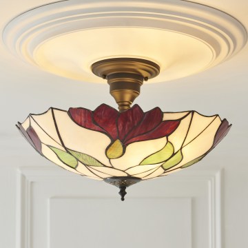 Endon 111896 - Candeeiro de teto Tiffany BOTANICA, de montagem em superfície, 3xE27/10W/230V, Ø 45 cm