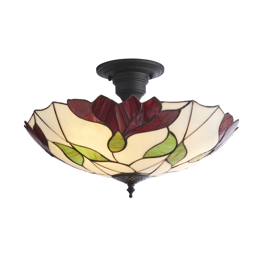 Endon 111896 - Candeeiro de teto Tiffany BOTANICA, de montagem em superfície, 3xE27/10W/230V, Ø 45 cm