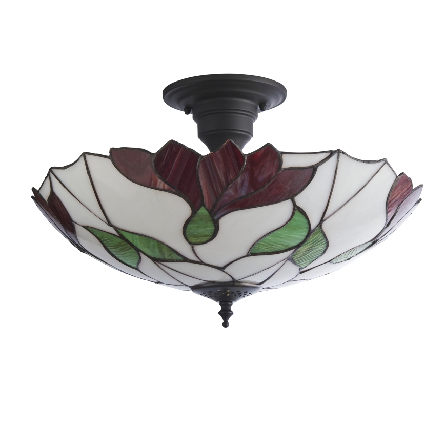 Endon 111896 - Candeeiro de teto Tiffany BOTANICA, de montagem em superfície, 3xE27/10W/230V, Ø 45 cm