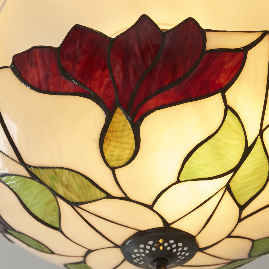 Endon 111896 - Candeeiro de teto Tiffany BOTANICA, de montagem em superfície, 3xE27/10W/230V, Ø 45 cm