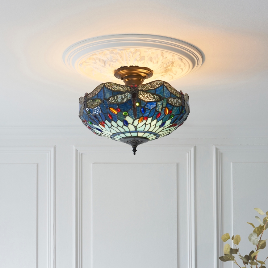 Endon 111897 - Lustre de teto Tiffany DRAGONFLY 3xE27/10W/230V Ø 41 cm