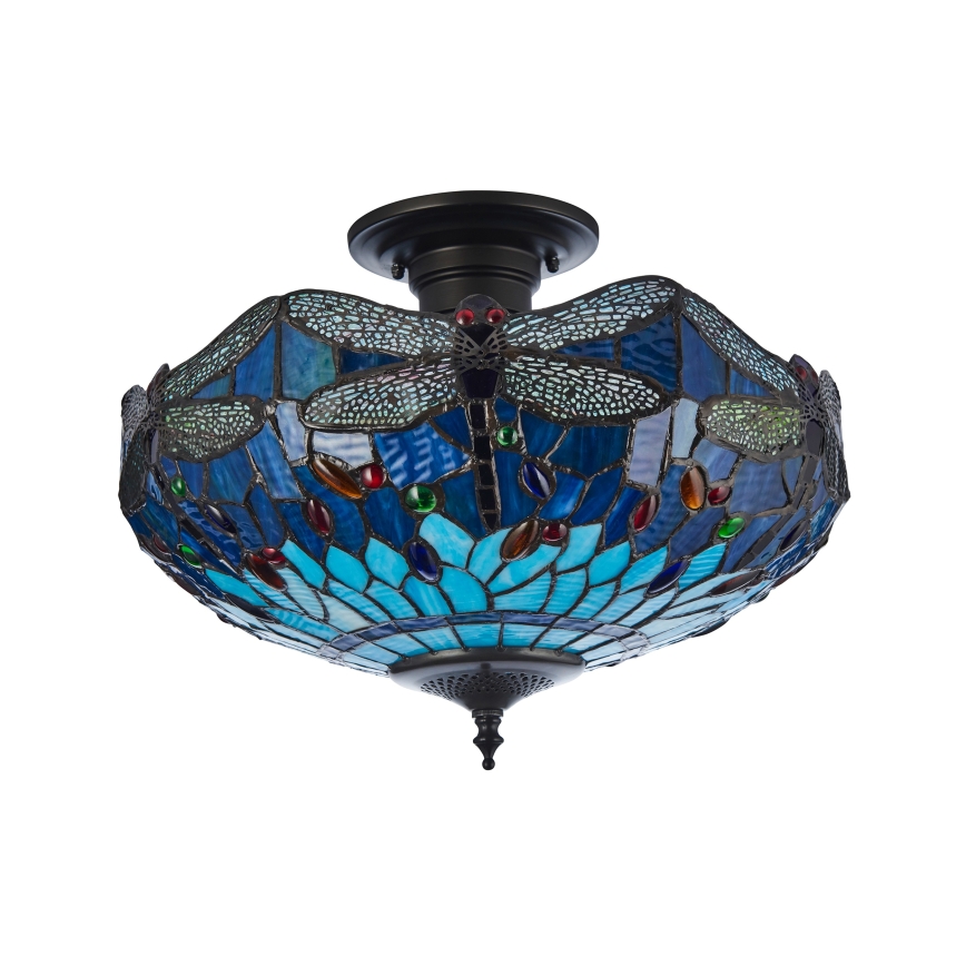 Endon 111897 - Lustre de teto Tiffany DRAGONFLY 3xE27/10W/230V Ø 41 cm
