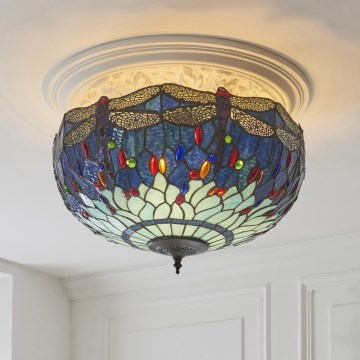 Endon 111899 - Candeeiro de tecto Tiffany DRAGONFLY 3xE27/10W/230V Ø 50 cm